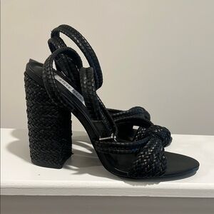 Steve Madden Black Heeled Sandals with Braided Straps